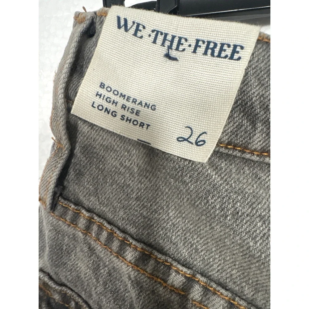 We The Free Shorts Women 26 Grey Boomerang High Rise Long Crossover Waist Denim
